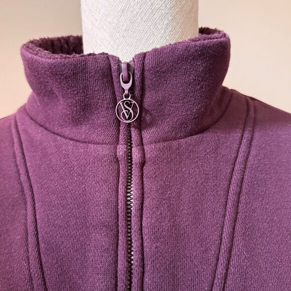 Victoria's Secret Fleece Lined Quarter Zip Pullover Sweater Sweatshirt Purple XL - Picture 11 of 16